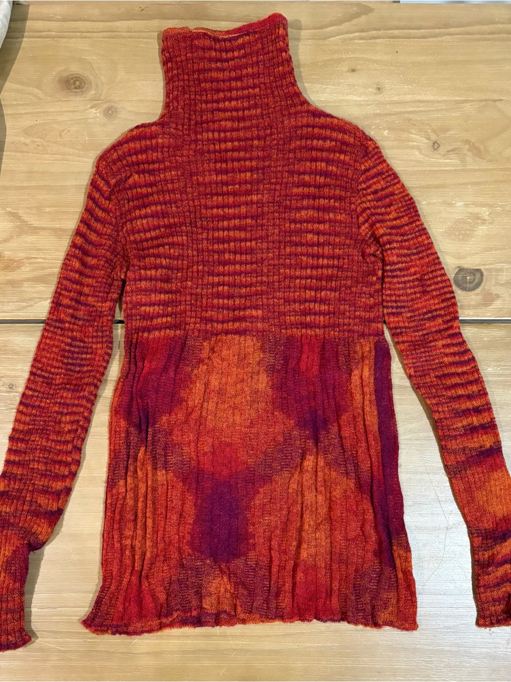 Missoni Red and Orange Ribbed Turtleneck Sweater